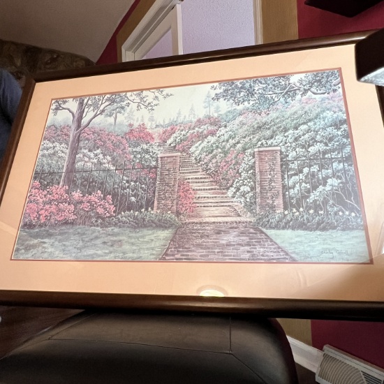 Large Framed & Matted Floral Garden Shirley Carroll Print