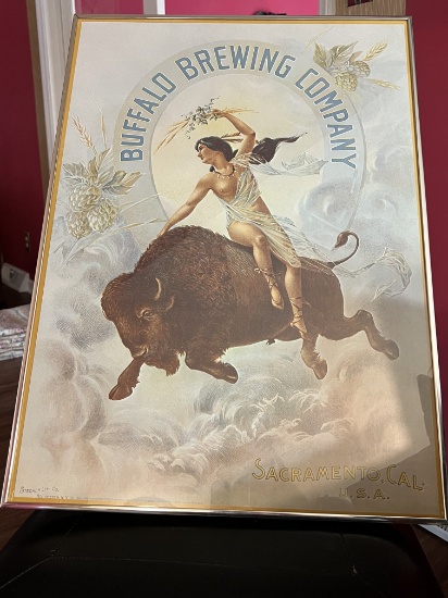 1977 “Buffalo Brewing Company” Risqué Framed Lithograph