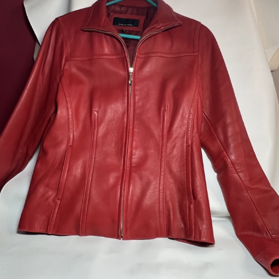 Red Leather Ladies Medium Jacket by Jones New York