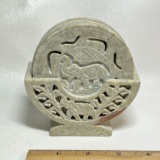 6 pc Carved Soapstone Elephant Coaster in Soapstone Base
