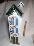 Tall Hand Painted Bird House with 3 Shelves