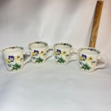 4 pc Noritake Cup Set with Pretty Floral Design - Conservatory