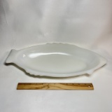 Vintage Glasbake Milk Glass Fish Dish with Embossed Scales