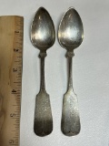 Pair of Antique Hopkins & Co. Coin Silver Spoons
