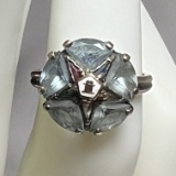 Vintage 14K Gold Masonic Ring with Blue Stones Size 5