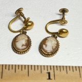 Early 1/20 12 K G Cameo Screw-Back Earrings