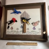 3D Bird Scene Wall Hanging in Shadow Box