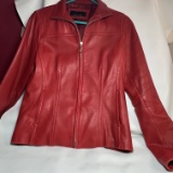 Red Leather Ladies Medium Jacket by Jones New York