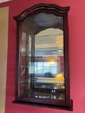 5-Tier Wooden Wall Display Cabinet with Glass Shelves & Mirrored Back
