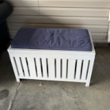 White Wooden Bench with Storage