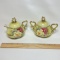 Vintage Hand Painted Nippon Cream & Sugar Set with Beautiful Rose Pattern & Gold Accent