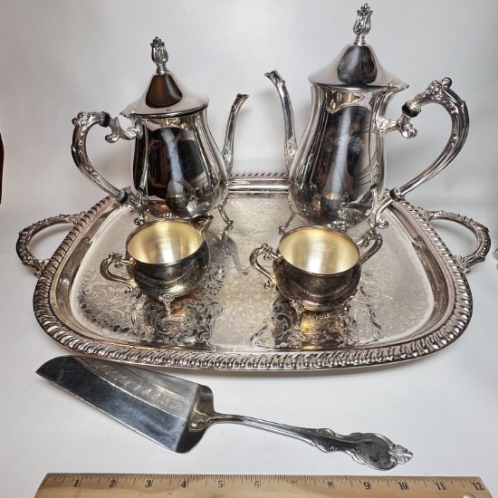 Beautiful Silver Plated 6 Pc Tea Set by Leonard