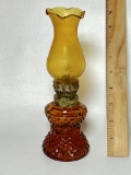 Miniature Vintage Amber Glass Oil Lamp
