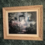 Gorgeous Floral Print with Beautifully Carved Gilt Frame