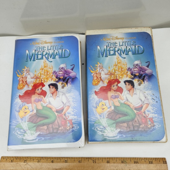 Lot of 2 Vintage Little Mermaid Banned Covers VHS Clamshells