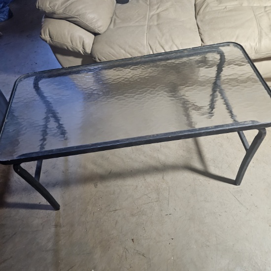 Metal Patio Coffee Table with Glass Top