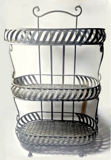 3-Tier Decorative Metal Basket Stand