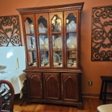 2 Piece China Cabinet with Glass Shelves, 2 Doors On Bottom