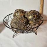 Metal Bowl with Decorative Orbs