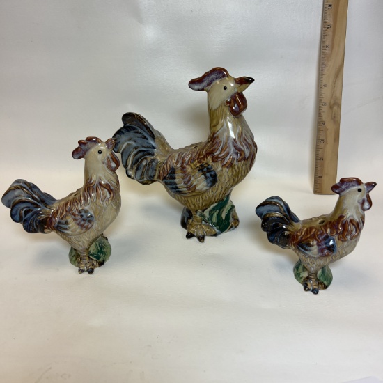 3 Piece Ceramic Chicken Family