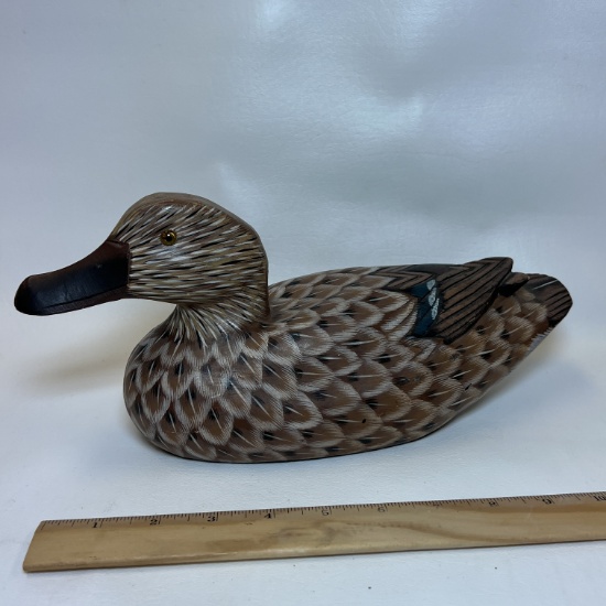 Hand Painted Wooden Duck Signed on Bottom