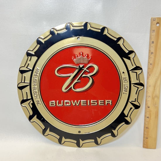 Round Budweiser Bottle Cap Sign