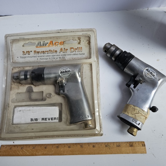 Lot of 2 Air Ace 3/8” ReversibleAir Drills - One Never Opened