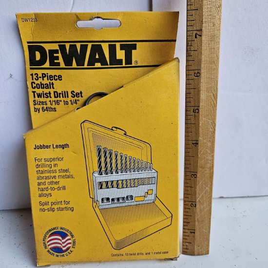 DeWalt 13 Piece Cobalt Twist Drill Set New Industrial Machinery