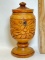 Hand Carved Footed Haitian Urn with Lid