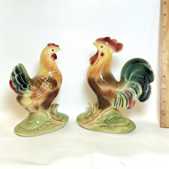 Pair of Vintage Ceramic Chicken Figurines