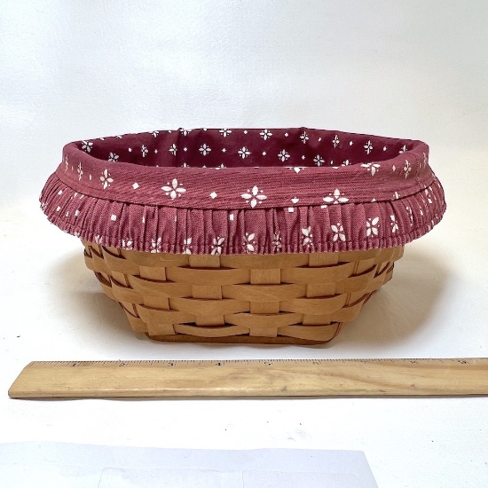 1998 Octagonal Hand Woven Longaberger Basket with Maroon Liner