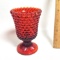 Vintage Red Hobnail Fenton Footed Candle Holder