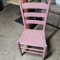 Vintage Ladder Back Chair with Woven Seat, Painted Pink