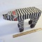 Folk Art Striped Cat Small Bench