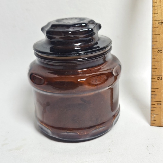 Dark Amber Vintage Apothecary Jar with Lid