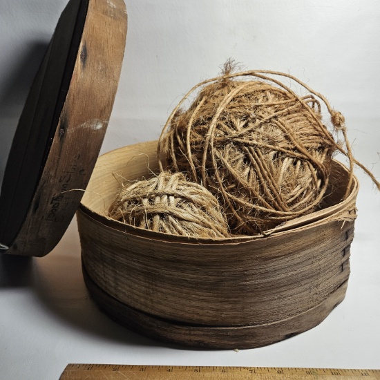 Vintage Wood Cheese Box and 2 Rolls of Twine