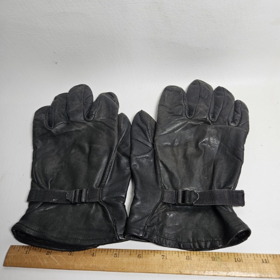 Vintage Military Issue Cattle Hide Gloves, M-1949, Size 4