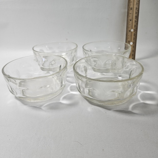 Set of 4 Arcoroc France Thumbprint Bowls