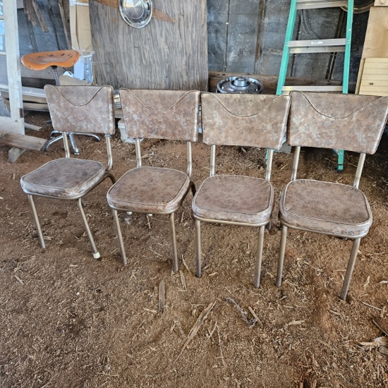Set of 4 Vintage Vinyl Covered Chairs