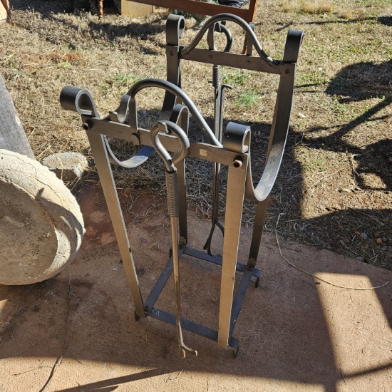 Iron Fireplace Log and Tool Holder