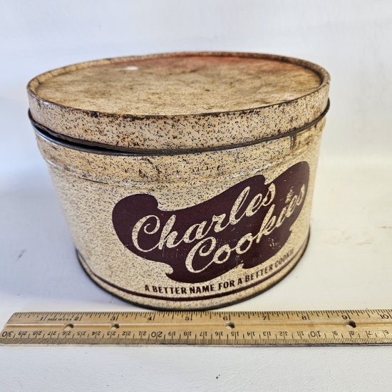 Vintage Charles Cookies Tin Containing Random Items