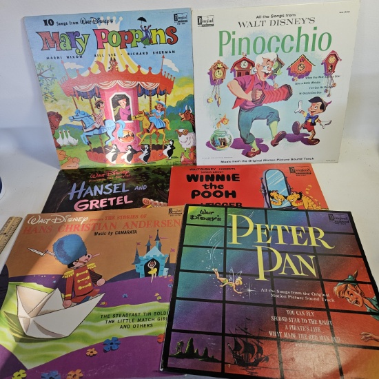 Lot of 6 Vintage Disney Vinyl Records
