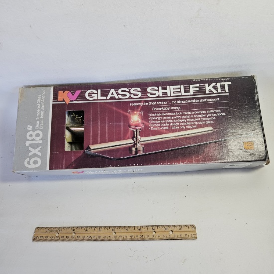 Brass Look and Glass Shelf - New in Box