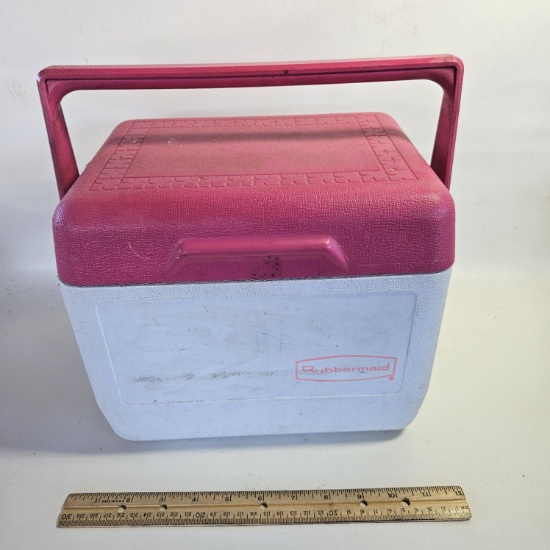 Small Vintage Rubbermaid Pink and White Cooler