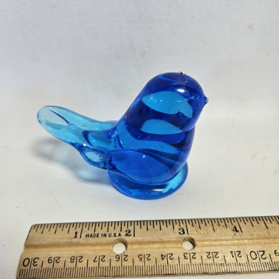 Leo Ward Signed Glass Blue Bird