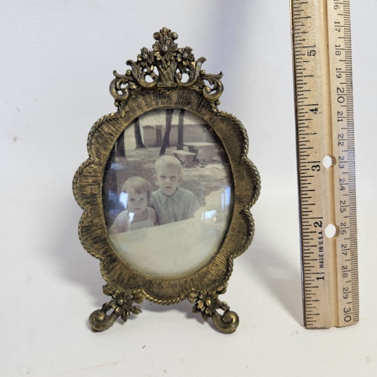 Vintage Oval Shaped Brass Picture Frame
