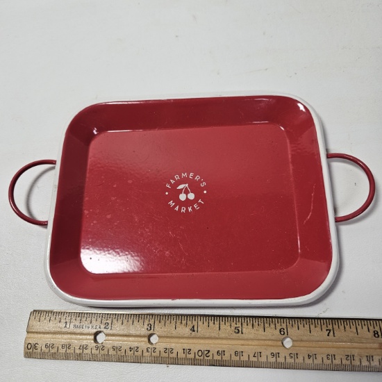 J.C & Rollie Enamel Tray with Farmer’s Market and Cherry Design