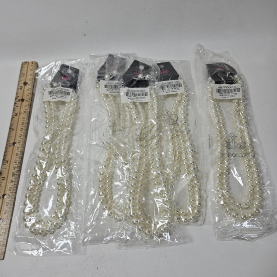 Lot of 5 Paparazzi Woman of The Century White Necklaces - New
