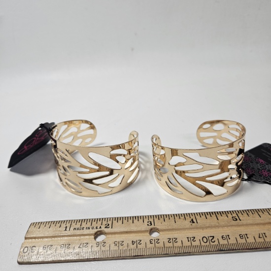 Lot of 2 Paparazzi Gold Tone Cuff Bracelets - New