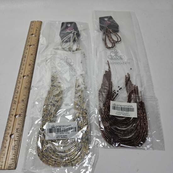 Lot of 2 Paparazzi Catwalk Queen Beaded Necklaces - New